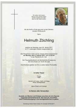 Parte Helmut Zöchling, verstorben am 28. Jänner 2017, St. Veit