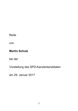 Rede von Martin Schulz zur Nominierung des SPD