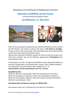 Operetten-Schifffahrt auf der Donau am Mittwoch, 17. Mai 2017