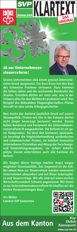 JA zur Unternehmenssteuerreform
