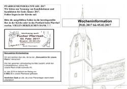 Wocheninfo 29.01. - 05.02.2017