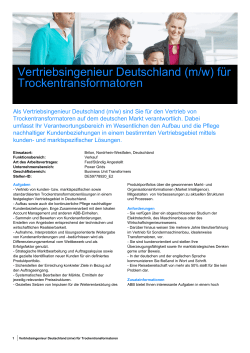 Vertriebsingenieur Deutschland (m/w) für Trockentransformatoren