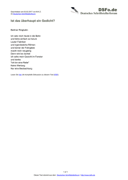 Ist das &uuml;berhaupt ein Gedicht? - Deutsches Schriftstellerforum