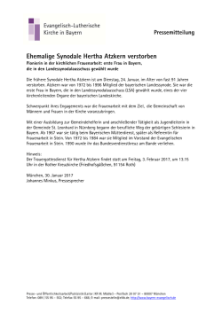 Ehemalige Synodale Hertha Atzkern verstorben