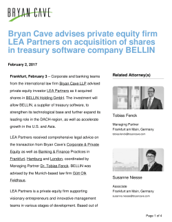 Bryan Cave berät Private Equity-Gesellschaft LEA Partners bei