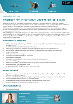 INGENIEUR F&Uuml;R INTEGRATION UND SYSTEMTESTS (M/W)