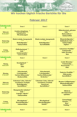 Wir kochen täglich frische Gerichte für Sie Februar 2017