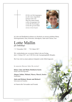 Lotte Mallin - Bestattung Jung