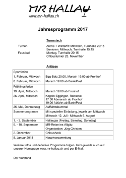Jahresprogramm - M&auml;nnerriege Hallau