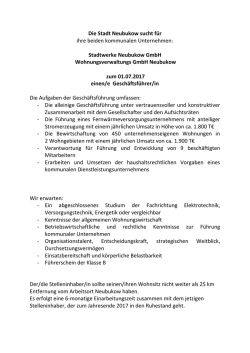 Die Stadt Neubukow sucht f&uuml;r ihre beiden kommunalen