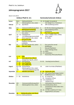 Jahresprogramm 2017 - Pfadi St. Urs Solothurn