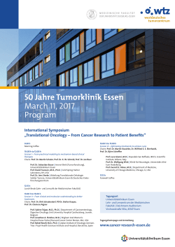50 Jahre Tumorklinik Essen March 11, 2017 Program