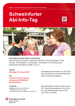 7. Schweinfurter Abi-Info-Tag für Eltern und Schüler am 28. Januar