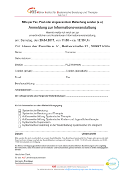 Anmeldeformular - KIS - Kölner Institut für Systemische Beratung