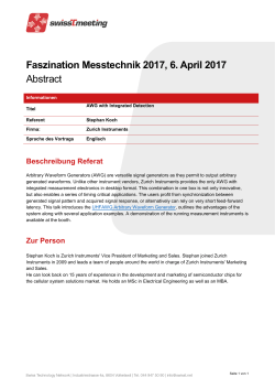 Faszination Messtechnik 2017, 6. April 2017 Abstract