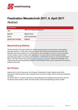Faszination Messtechnik 2017, 6. April 2017 Abstract
