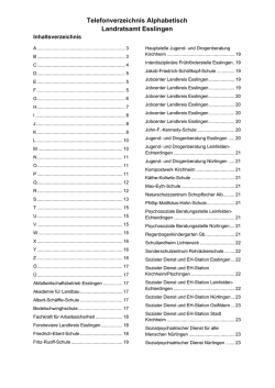 Telefonverzeichnis Alphabetisch Landratsamt Esslingen