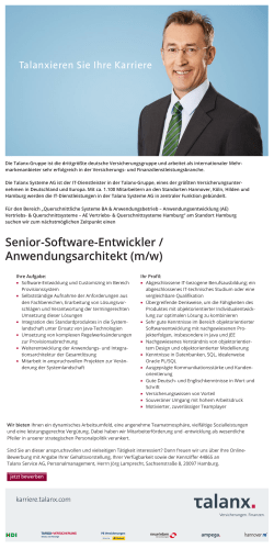 Senior-Software-Entwickler / Anwendungsarchitekt (m/w)