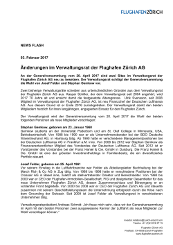 Änderungen im Verwaltungsrat der Flughafen Zürich AG