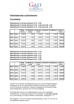 Heimentgelte ab 01.01.2017 Kurzzeitpflege - Gast