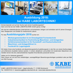Ausbildung 2018: bei KABE LABORTECHNIK!