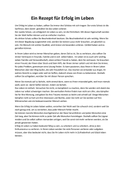 Ein Rezept f&uuml;r Erfolg im Leben