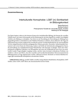 Interkulturelle Homophobie: LGBT (in) Sichtbarkeit im Bildungskontext