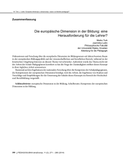 Die europäische Dimension in der Bildung: eine Herausforderung