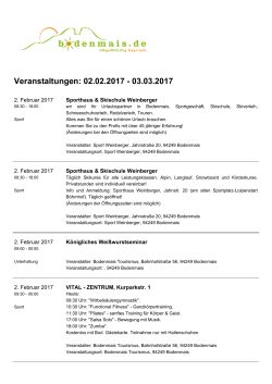 Veranstaltungen: 02.02.2017 - 03.03.2017