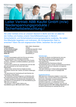 Leiter Vertrieb ABB Kaufel GmbH (m/w) Niederspannungsprodukte