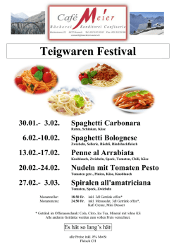 Februar Hit-Menu "Spaghetti nach Woche"