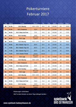 Pokerturniere Februar 2017