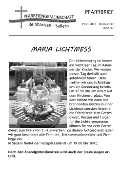 Pfarrbrief 2017-05 - Pfarrei Mariä Himmelfahrt Sallern