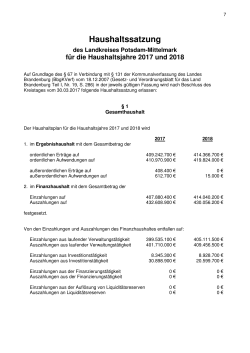 Haushaltssatzung - Landkreis Potsdam