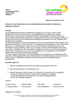 Herrn Oberb&uuml;rgermeister Dieter Reiter Rathaus