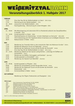 Jahres&uuml;bersicht Veranstaltungen 2017