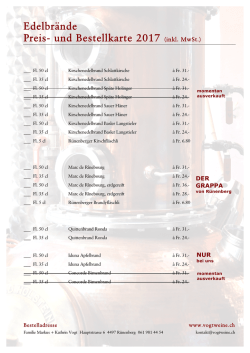 Edelbr&auml;nde Bestellliste 2017 inkl MwSt