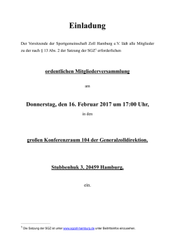 Donnerstag, den 16. Februar 2017 um 17:00 Uhr