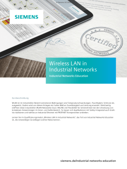 Wireless LAN in Industrial Networks