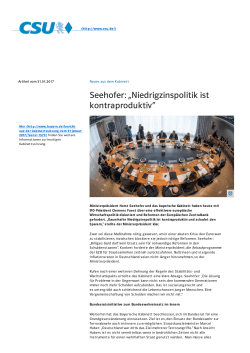 Seehofer: „Niedrigzinspolitik ist kontraproduktiv“