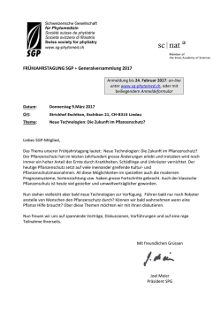 Infos - Schweizerische Gesellschaft f&uuml;r Phytomedizin