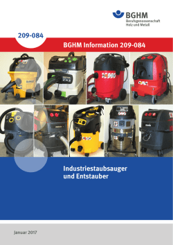 Industriestaubsauger und Entstauber BGHM Information 209