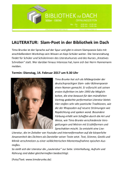 Einladung zum Poetry-Slam und workshop mit Timo Brunke