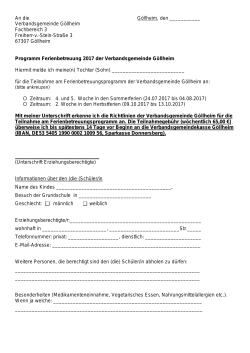Anmeldeformular - Verbandsgemeinde Göllheim