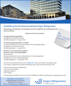Stellenanzeige Ausbildung 2018 - Kreis Siegen