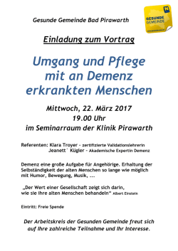 Umgang und Pflege mit an Demenz erkrankten Menschen