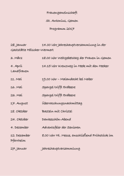 Jahresplanung 2017