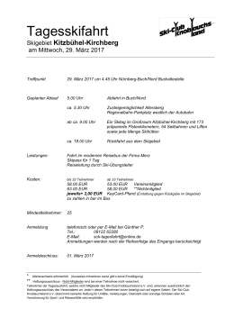 Flyer Tagesskifahrt Kitzbühel 29. März