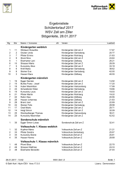 Ergebnisliste Schülertorlauf 2017 WSV Zell am Ziller Stögenleite