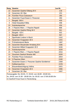 2017 Gewinnliste Tombola - VfL Fleckenberg 1930 eV